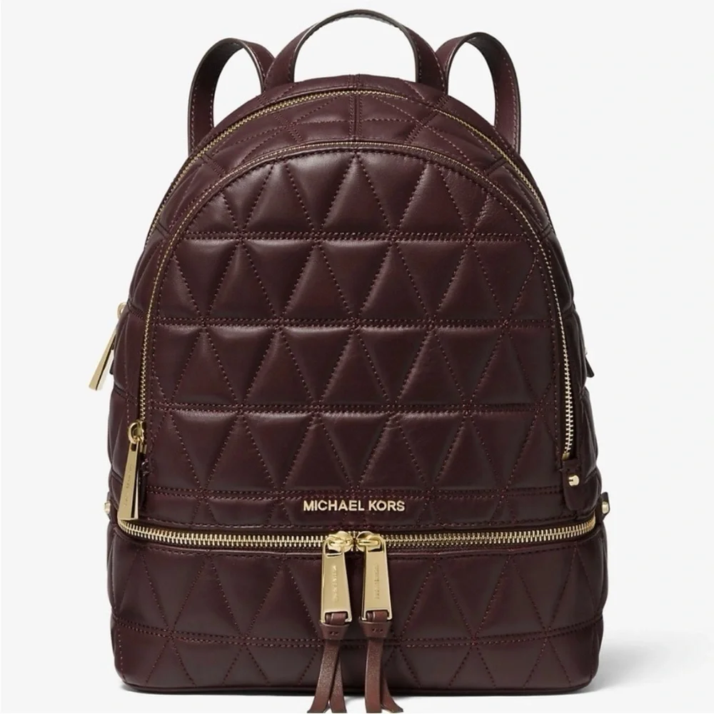 Michael Kors Rhea Medium Quilted Leather Backpack In Barolo